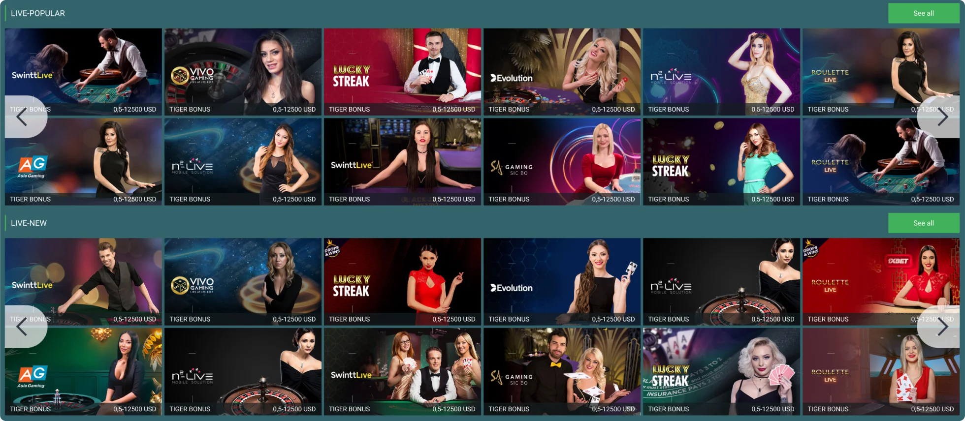 22Casino Games Selection